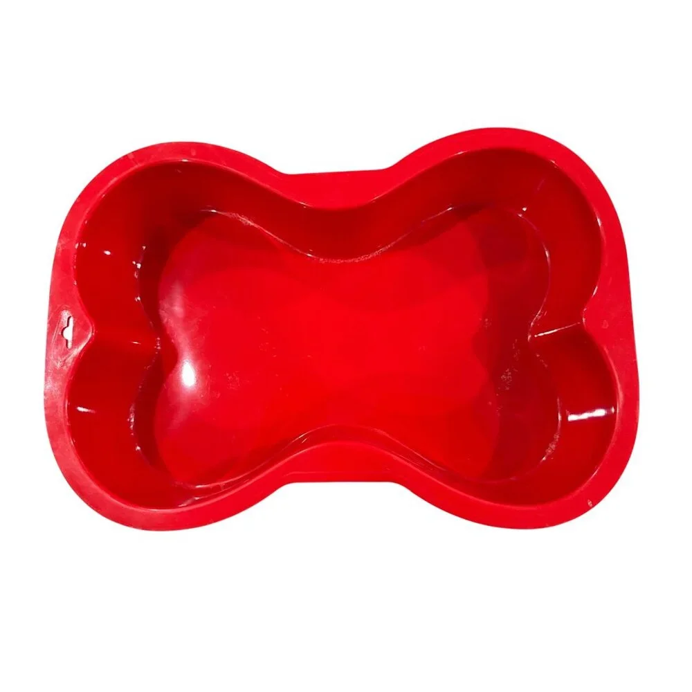 Set Of 3 Bakeware Pans: Dog Bone Silicone Mold Nonstick Bundt Pan & Loaf Pan